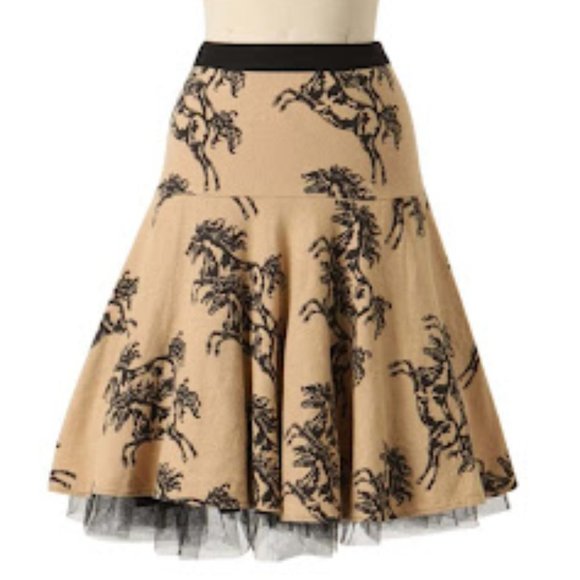 Anthropologie Dresses & Skirts - Anthropologie Odille Galloping Filly Horse Equestrian Western Full Skirt